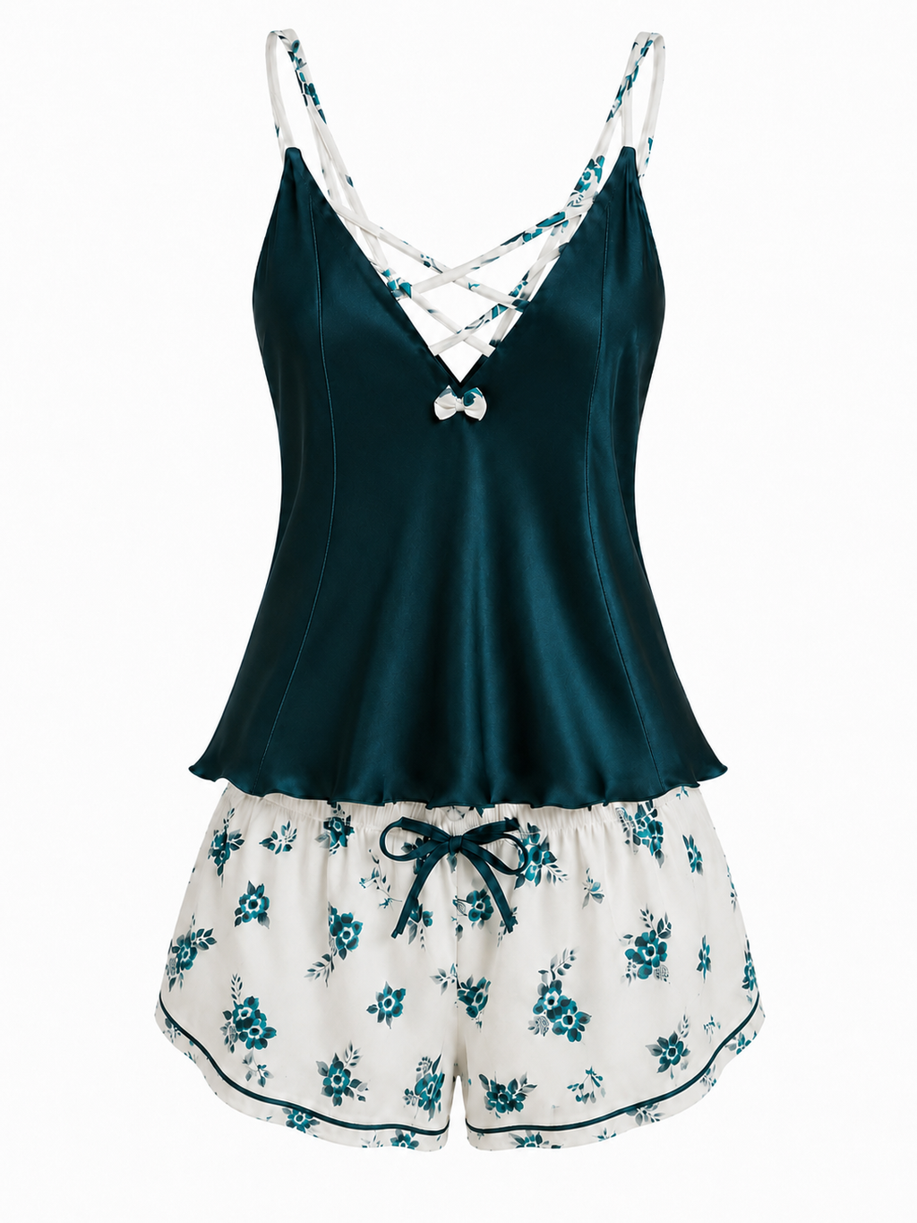 Floral Cross Satin Pajama Set