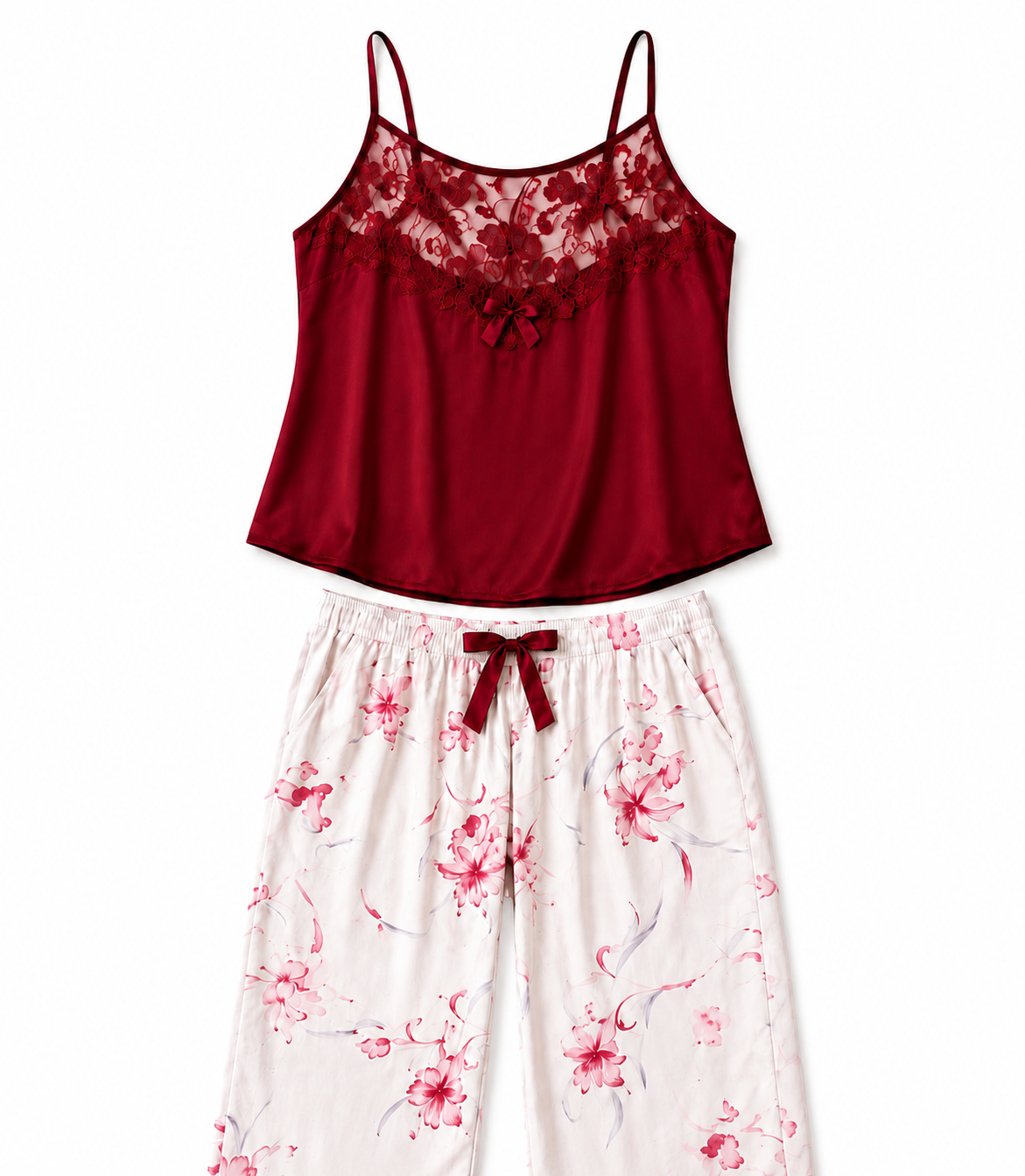 Bloom Lace Satin Pajama Set