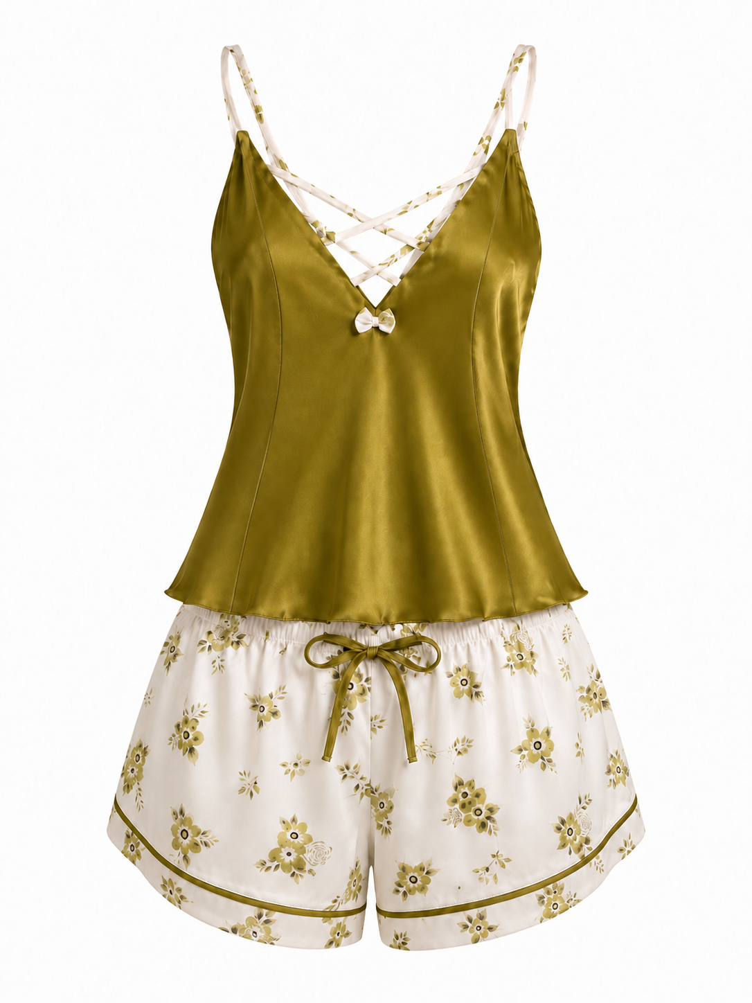 Floral Cross Satin Pajama Set