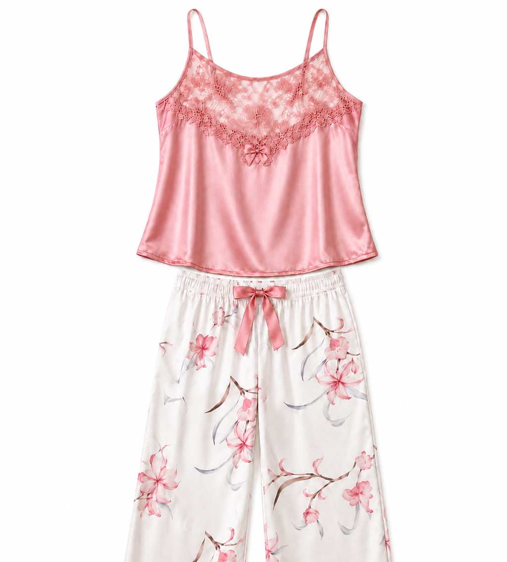 Bloom Lace Satin Pajama Set